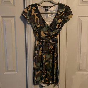 Soft, cute camo wrap dress